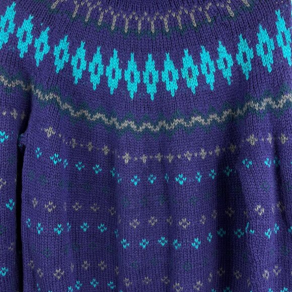 Vintage Nomadic Traders women sweater M purple print Wool hippie Gorpcore aztec - Picture 10 of 12